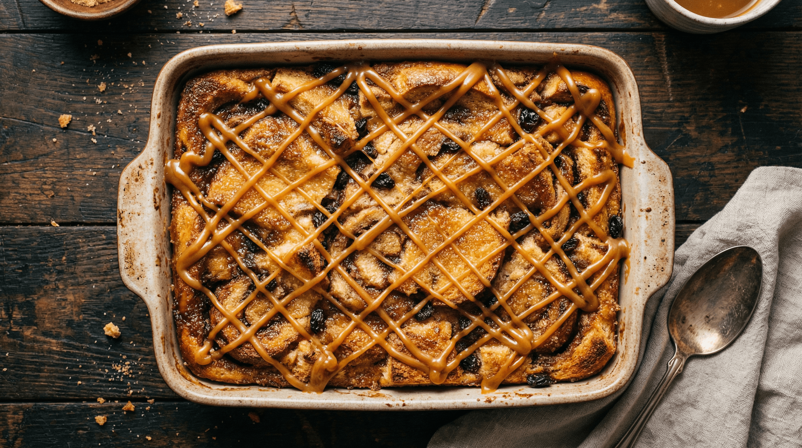 Bread pudding in pan