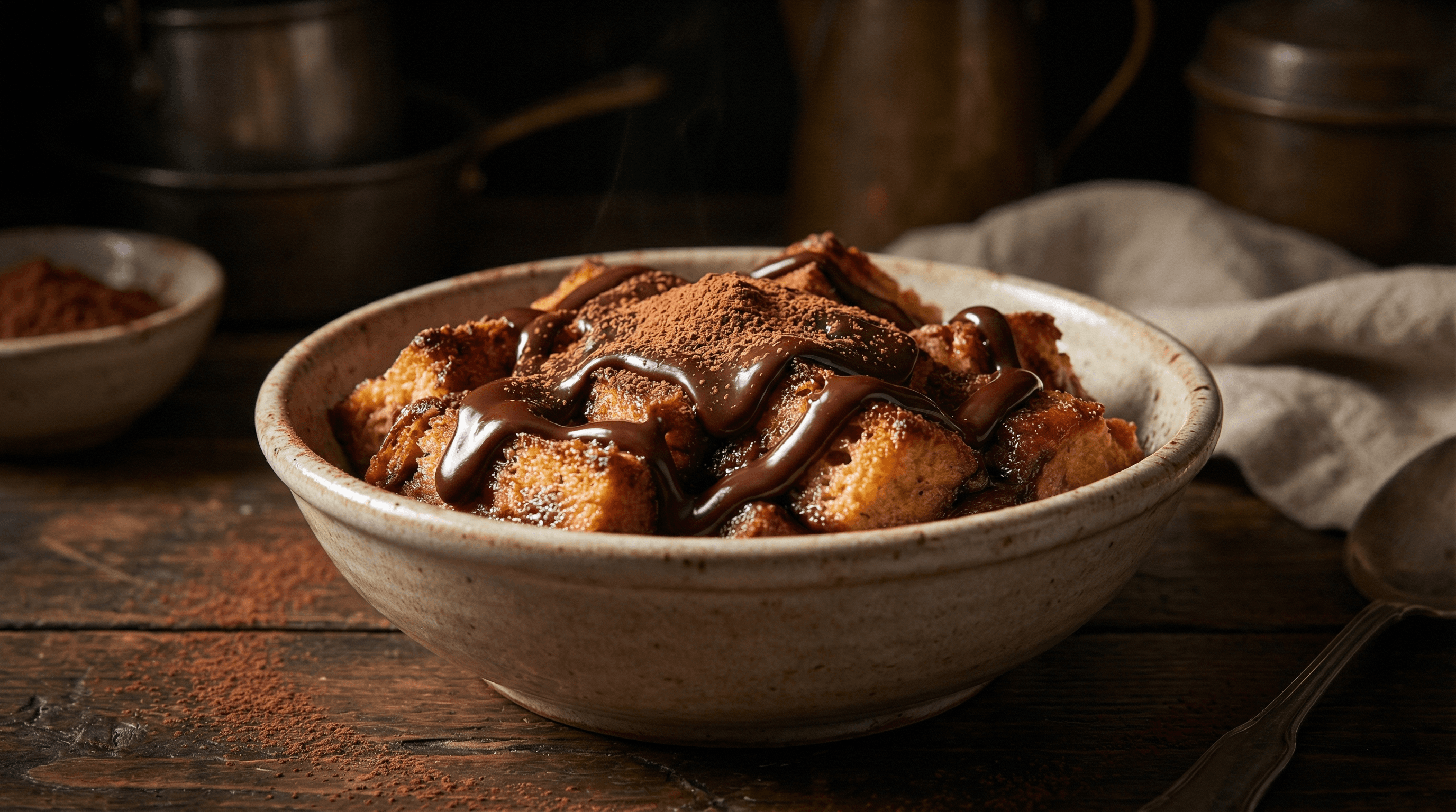 Dark chocolate salted caramel bread pudding